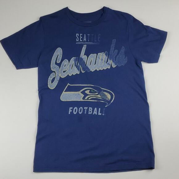 NFL Team Apparel Seattle Seahawks Tee Retro Distressed Short Sleeve T-Shirt - Picture 1 of 5